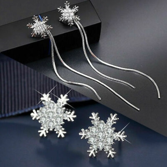 Crystal Snowflake Tassel 2-In-1 Earring